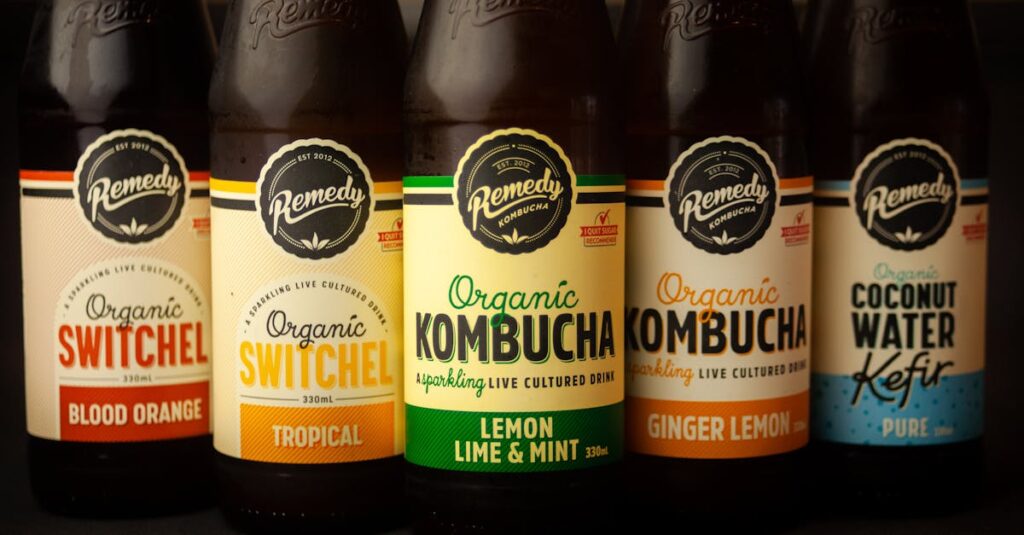 Illustration de L'illusion des sodas sains : le kombucha, une arnaque juteuse ? kombucha-bottle-supermarket