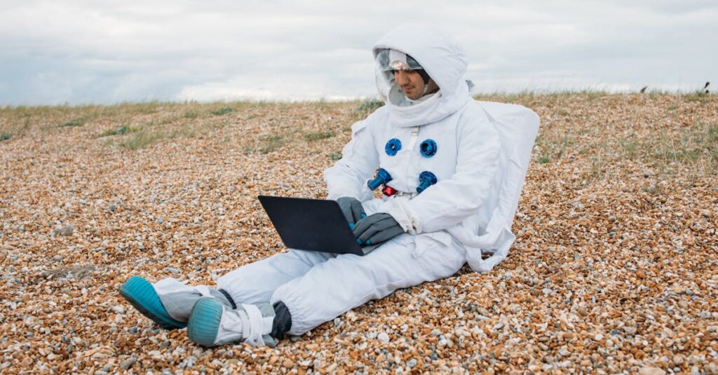 Illustration de Retraite précoce : l'illusion d'une vie idyllique man-beach-laptop