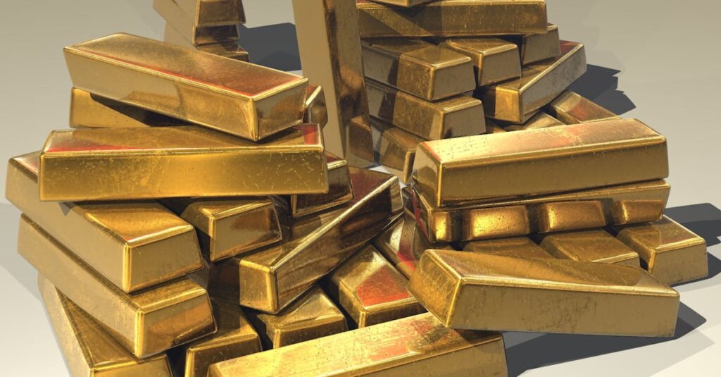 Illustration de L'Or, une bulle spéculative prête à éclater ? Gold-bullion-stack