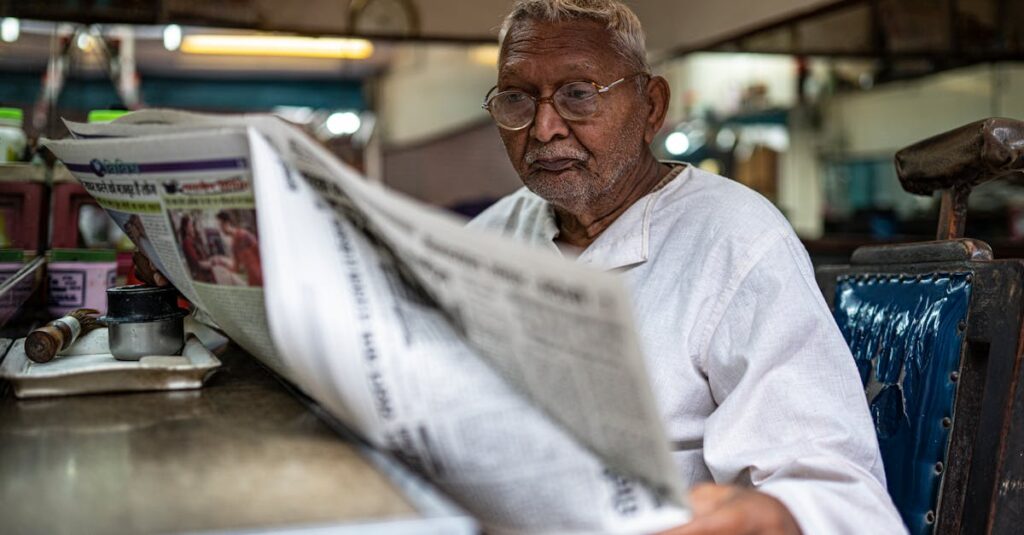 Illustration de Le Monde restreint l'accès : un abonnement, un seul écran, la déception des utilisateurs man-reading-newspaper-frustrated