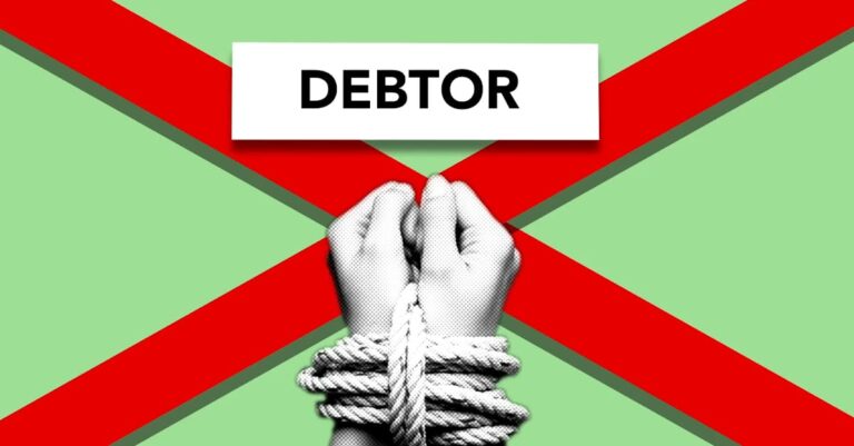 Illustration de Dettes : le piège infernal des couples divorcés debtors-despair-courtroom